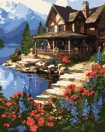 Set pictura pe numere, cu sasiu, Casa la malul marii, 40x50 cm [0]