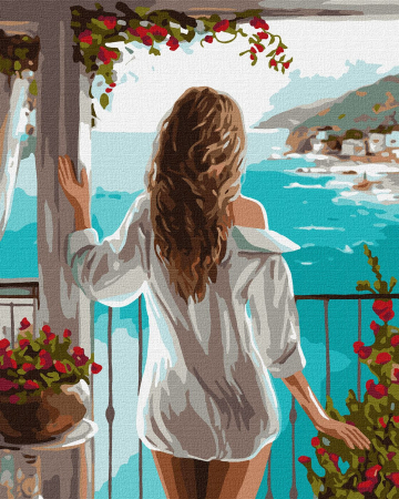 Set pictura pe numere, cu sasiu, Dimineata, in vacanta, 40x50 cm [0]