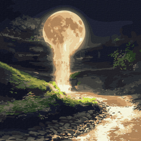 Set pictura pe numere, cu sasiu, Cascada lunara - culori metalizate, 50x50 cm [0]