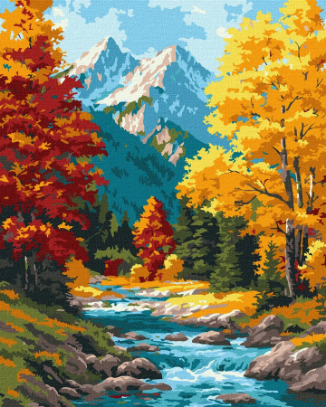 Picturi pe numere - Set pictura pe numere, cu sasiu, Suflu de toamna in padure, 40x50 cm