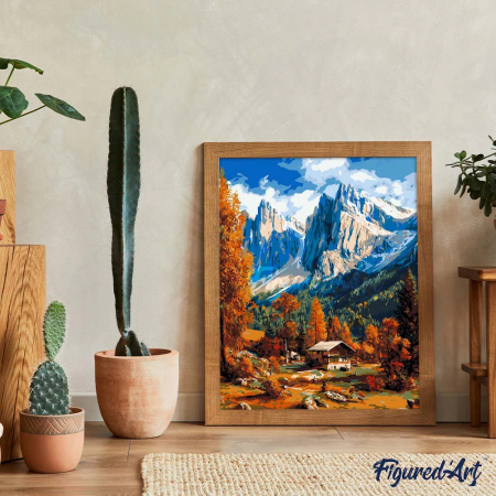 Set pictura pe numere, cu sasiu, Toamna in Dolomiti, 40x50 cm [2]