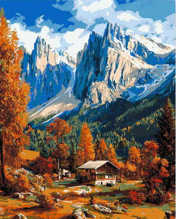 Picturi pe numere 40x50 cm – modele variate pentru toate gusturile - Set pictura pe numere, cu sasiu, Toamna in Dolomiti, 40x50 cm