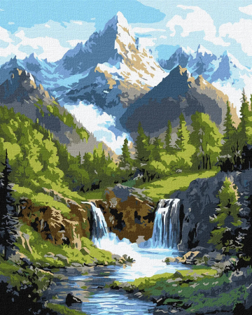 Picturi pe numere - Set pictura pe numere, cu sasiu, Peisaj montan, 40x50 cm