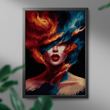 Set pictura pe numere, cu sasiu, Foc si gheata, 40x50 cm [2]