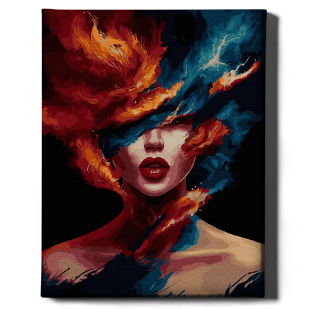 Set pictura pe numere, cu sasiu, Foc si gheata, 40x50 cm [1]