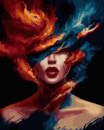 Picturi pe numere - Set pictura pe numere, cu sasiu, Foc si gheata, 40x50 cm