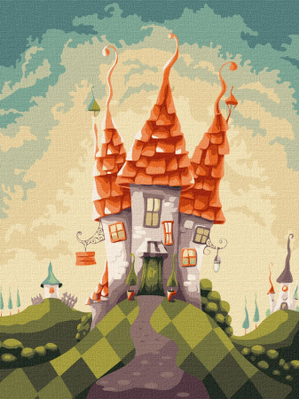 Set pictura pe numere, cu sasiu, Castelul fermecat, 30x40 cm