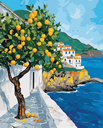 Set pictura pe numere, cu sasiu, Fructele aurii ale Greciei, 40x50 cm