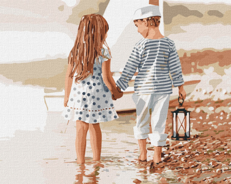Picturi pe numere - Set pictura pe numere, cu sasiu, Prietenie, 40x50 cm