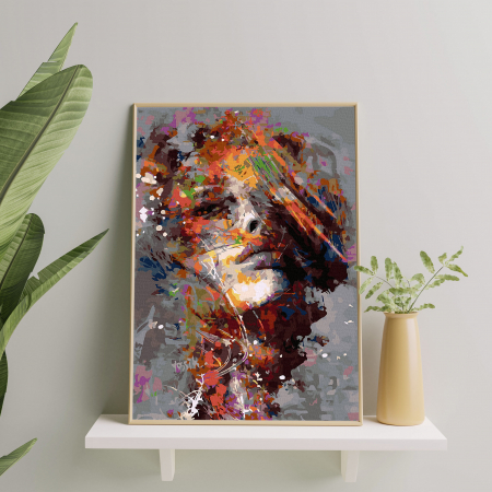 Set pictura pe numere, cu sasiu, Portret in pete de culoare, 40x50 cm [1]