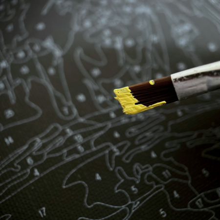 Set pictura pe numere, cu sasiu, Catelus aurit - canvas negru, 40x50 cm [4]