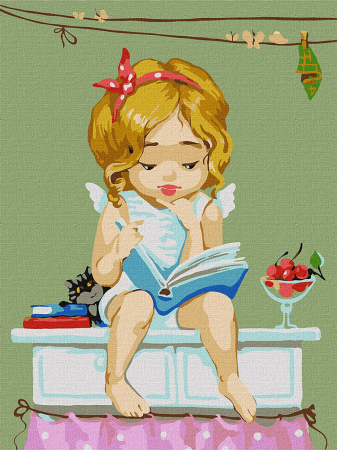 Set pictura pe numere, cu sasiu, Cea mai frumoasa carte - Katya Dudnik, 30x40 cm [0]