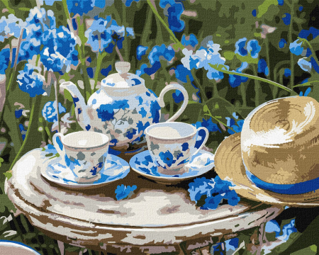 Picturi pe numere - Set pictura pe numere, cu sasiu, Ceai matinal, 40x50 cm