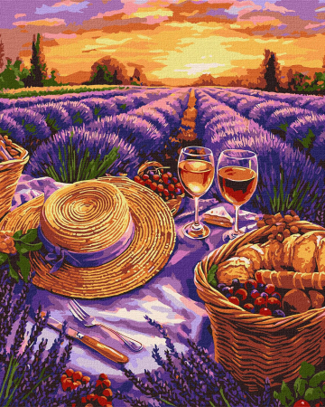 Set pictura pe numere, cu sasiu, Orizont cu parfum de lavanda, 40x50 cm