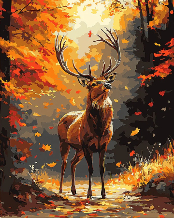 Picturi pe numere 40x50 cm – modele variate pentru toate gusturile - Set pictura pe numere, cu sasiu, Cerb maiestuos, 40x50 cm