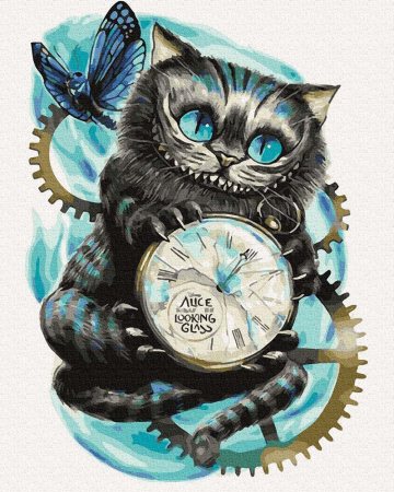 Set pictura pe numere, cu sasiu, Cheshire Cat, 40x50 cm [0]