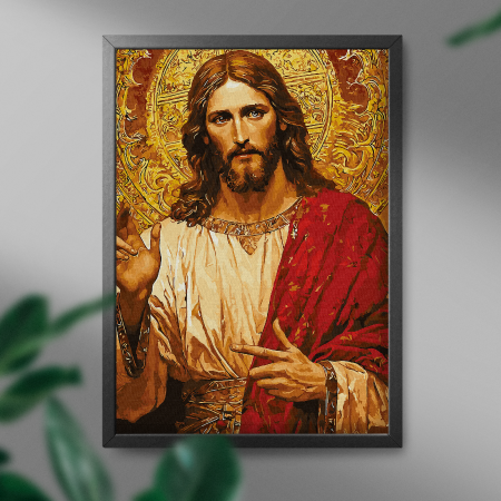 Set pictura pe numere, cu sasiu, Isus cel milostiv, 40x50 cm [2]