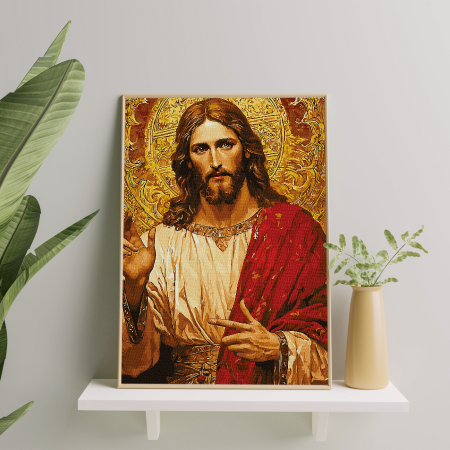 Set pictura pe numere, cu sasiu, Isus cel milostiv, 40x50 cm [3]