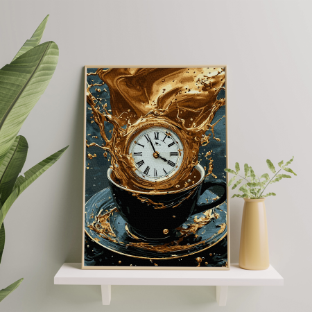 Set pictura pe numere, cu sasiu, Coffee time - culori aurii, 40x50 cm [2]