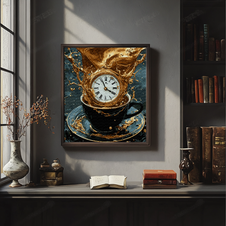 Set pictura pe numere, cu sasiu, Coffee time - culori aurii, 40x50 cm [3]