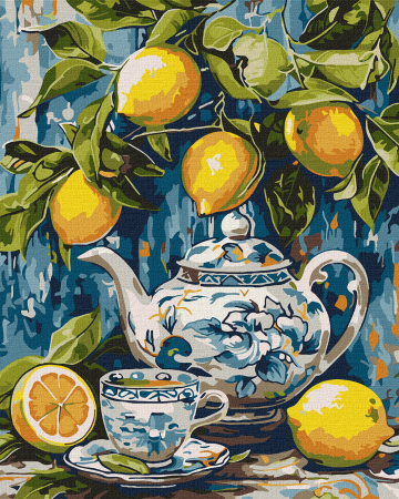 Picturi pe numere - Set pictura pe numere, cu sasiu, Lamai si ceramica, 40x50 cm