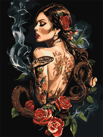 Picturi pe numere - Set pictura pe numere, cu sasiu, Prezicatoarea Roze, 30x40 cm