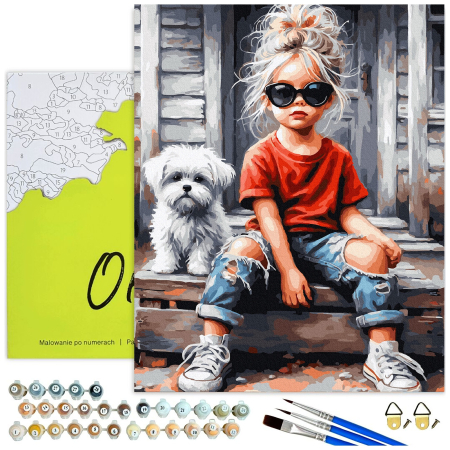 Set pictura pe numere, cu sasiu, Cool kid, 40x50 cm [2]