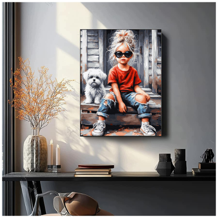 Set pictura pe numere, cu sasiu, Cool kid, 40x50 cm [3]