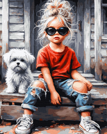Picturi pe numere - Set pictura pe numere, cu sasiu, Cool kid, 40x50 cm
