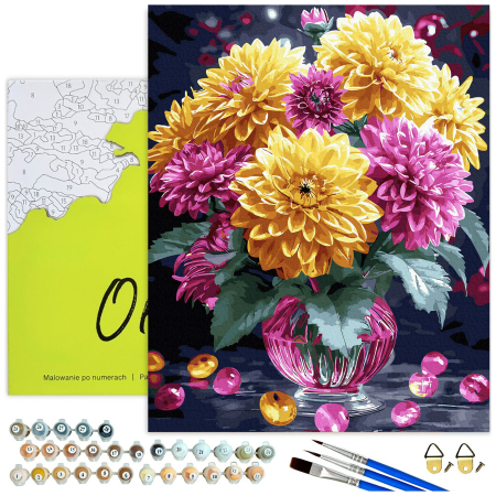 Set pictura pe numere, cu sasiu, Dalii, 40x50 cm [1]