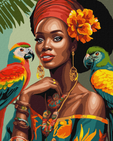 Picturi pe numere - Set pictura pe numere, cu sasiu, Culori africane, 40x50 cm