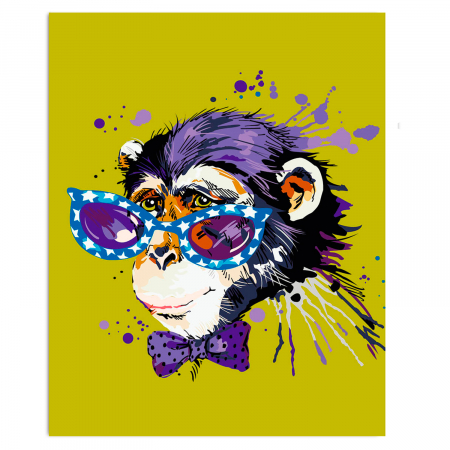 Pictura pe numere, cu sasiu, Stylish Monkey, 30x4o cm [0]