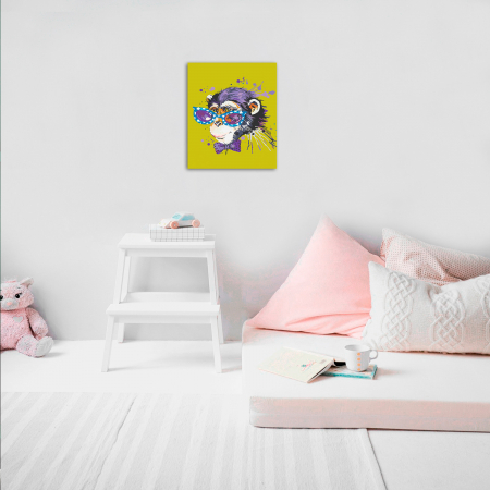 Pictura pe numere, cu sasiu, Stylish Monkey, 30x4o cm [2]