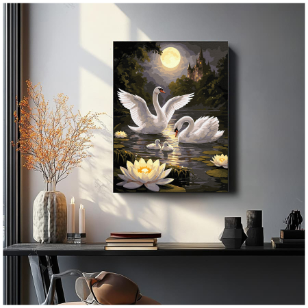 Set pictura pe numere, cu sasiu, Dans de lebede, 40x50 cm [2]