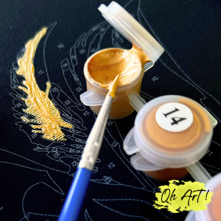 Set pictura pe numere, cu sasiu, Fiica lunii - canvas negru, 40x50 cm [2]
