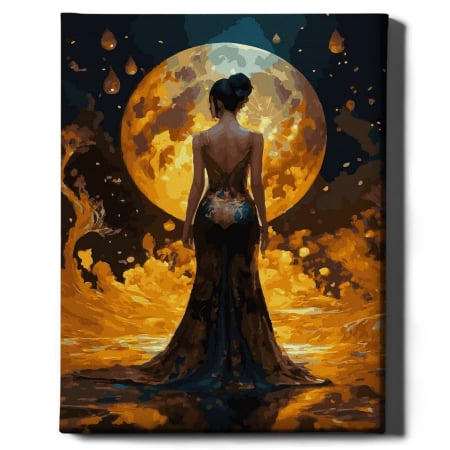 Set pictura pe numere, cu sasiu, Regina noptii - culori aurii, 40x50 cm [1]