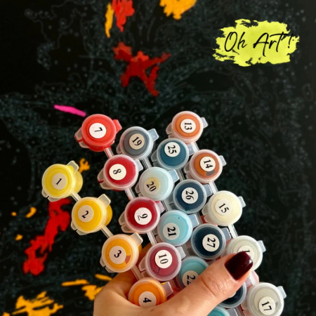 Set pictura pe numere, cu sasiu, Pisica noptrii - canvas negru, 40x50 cm [4]