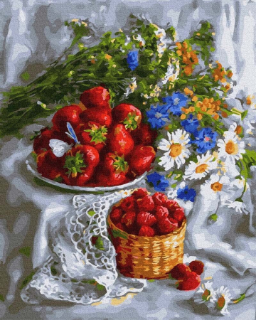 Picturi pe numere 40x50 cm – modele variate pentru toate gusturile - Set pictura pe numere, cu sasiu, Darurile verii, 40x50 cm