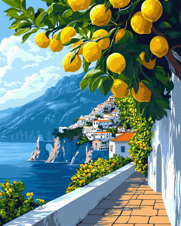 Dimensiune clasica 40x50cm - Set pictura pe numere, cu sasiu, Aroma Italiei, 40x50 cm