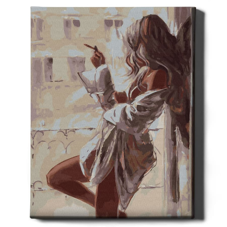 Dimensiune clasica 40x50cm - Set pictura pe numere, cu sasiu, Linistea diminetii, 40x50 cm