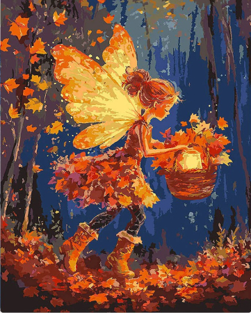 Picturi pe numere 40x50 cm – modele variate pentru toate gusturile - Set pictura pe numere, cu sasiu,  Zana frunzelor, 40x50 cm