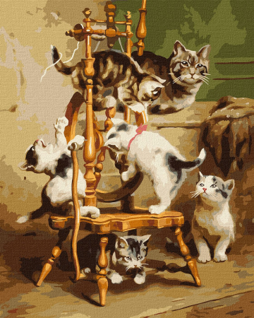 Set pictura pe numere, cu sasiu, Distractie - Carl Reichert, 40x50 cm [0]