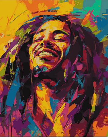 Dimensiune clasica 40x50cm - Set pictura pe numere, cu sasiu, Reggae street art, 40x50 cm