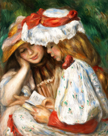 Dimensiune clasica 40x50cm - Set pictura pe numere, cu sasiu, Doua fete citesc - Renoir, 40x50 cm