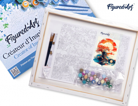 Set pictura pe numere, cu sasiu, Pagoda in rasarit de soare, 40x50 cm [3]