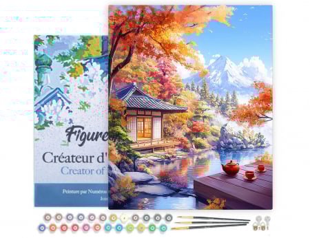Set pictura pe numere, cu sasiu, Casa ceaiului langa lac, 40x50 cm [1]