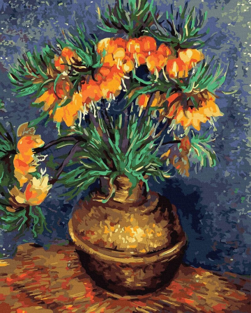 Set pictura pe numere, cu sasiu, Fritillaria intr-o vaza de cupru- van Gogh, 40x50 cm