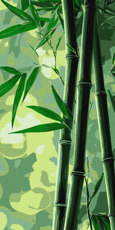 Triptice si dimensiuni mari - Set pictura pe numere, cu sasiu, Bambus, 40x80 cm