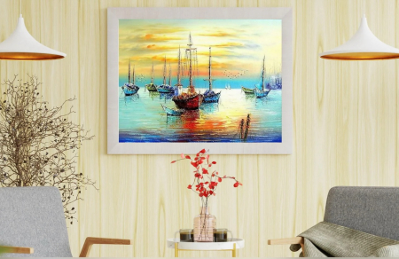 Set pictura pe numere, cu sasiu, Barci in port, 40x50 cm [2]