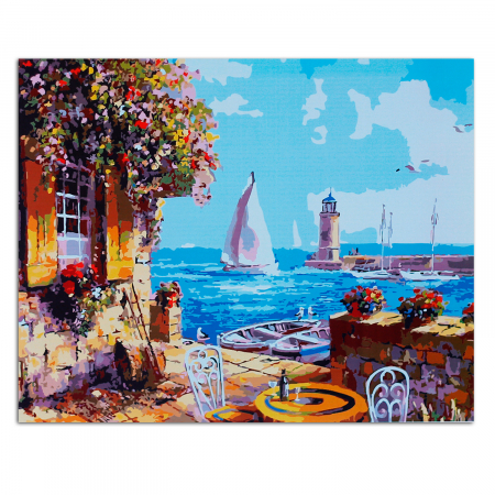 Set pictura pe numere, cu sasiu, Veranda at the Pier, 40x50 cm [0]